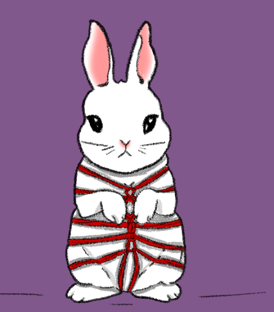 Logo figurant un lapin portant un harnais de cordes rouges